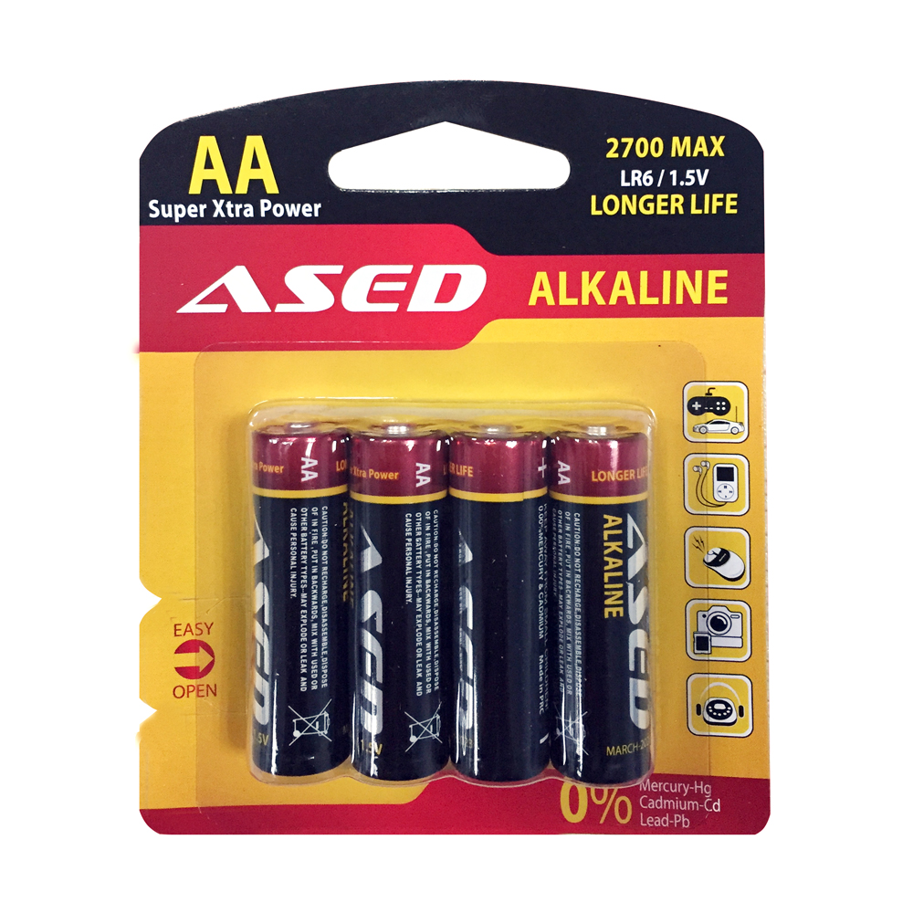 Батерия ASED, LR6/AA, алкални, 1.5V, 4 броя, блистер