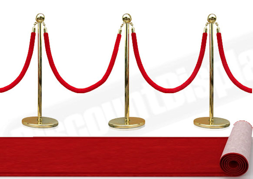 Queuing barrier post with red rope