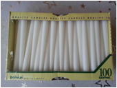 Tapered candles 100 pcs in a box – white
