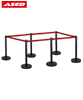 Queue control barrier black with red retractable belt set of 6
