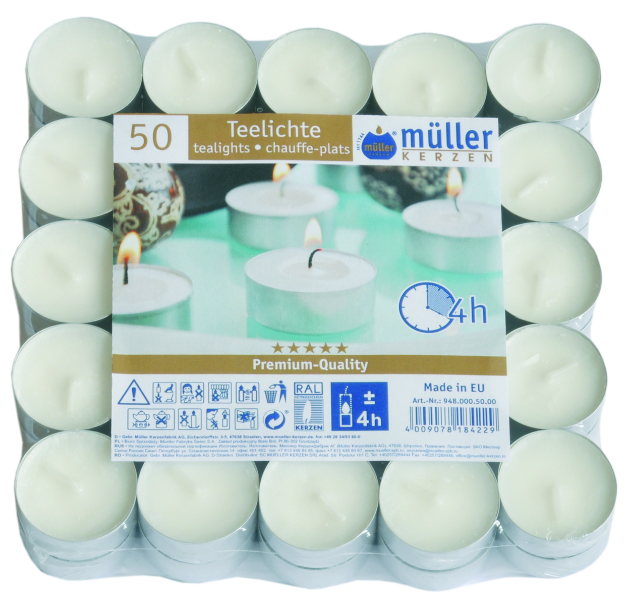 Tealight candles 50 pcs - white